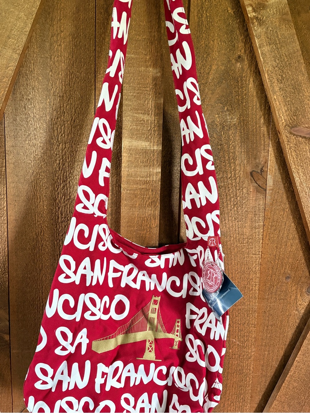 San Francisco Script Print Shoulder Bag - Red